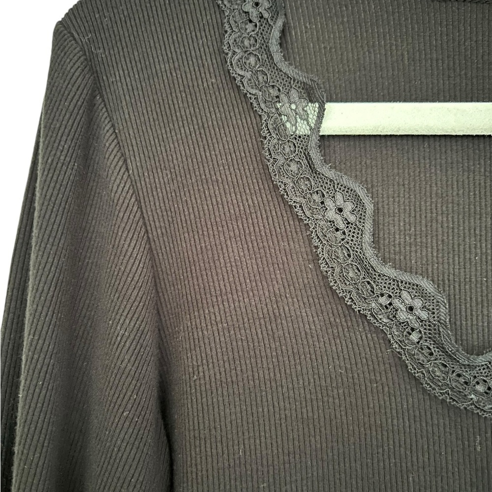 Forever 21 Women's Cropped Knit Lace Cardigan Black US Size Large - Picture 4 of 6